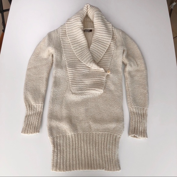 Wilfred Aritzia Women's Cream Chunky Wool Blend Shawl Collar Sweater XS - Picture 4 of 11